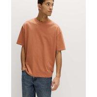 M&S Pure Cotton Oversized Midweight T-Shirt Burnt Orange