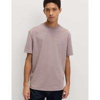 M&S Relaxed Fit Cotton Rich Ultimate Performance Striped T-Shirt Chestnut