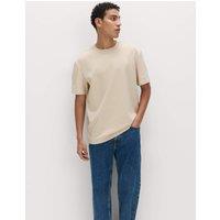 M&S Cotton Rich Ultimate Performance Striped T-Shirt Ecru Mix