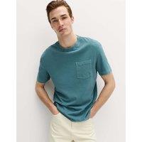 M&S Relaxed Pure Cotton Garment Dyed T-Shirt Dark Petrol