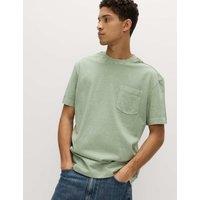 M&S Relaxed Pure Cotton Garment Dyed T-Shirt Pistachio