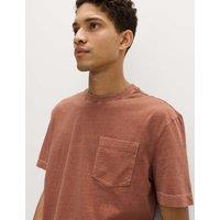 M&S Relaxed Pure Cotton Garment Dyed T-Shirt Rust