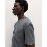 M&S Relaxed Pure Cotton Garment Dyed T-Shirt Dark Pewter