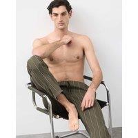 Autograph Slim Fit Pure Lyocell Striped Pyjama Bottoms Dark Olive