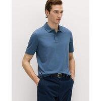 M&S Pure Cotton Jersey Polo Shirt Chambray