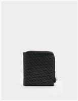 Faux Leather Textured Bi-Fold Zip Wallet