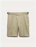 Autograph Cotton Linen Blend Pleat Front Shorts Light Natural