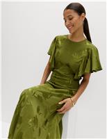 Floral Jacquard Angel Sleeve Midaxi Dress