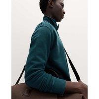 M&S Pure Cotton Garment Dye Half Zip Sweatshirt Dark Petrol