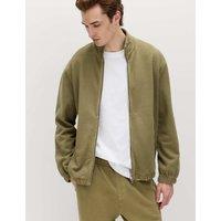 M&S Pure Cotton Garment Dye Coach Jacket Olive