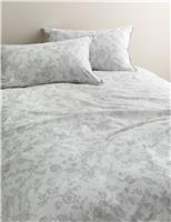 M&S Cotton Rich Trailing Floral Bedding Set Grey Mix