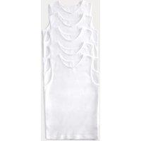 M&S 5 Pack Pure Cotton Bow Vests (2-14 Yrs) White