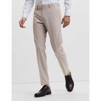 M&S Tailored Fit Check Suit Trousers Neutral