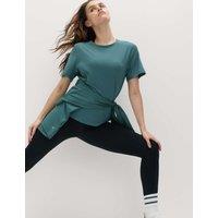 Goodmove Crew Neck Mesh Panel Relaxed T-Shirt Smokey Green