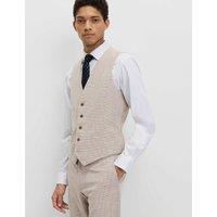 M&S Taliored Fit Check Waistcoat Neutral