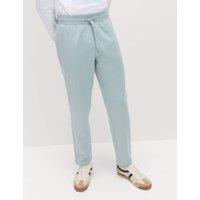 M&S Cotton Rich Relaxed Fit Straight Leg Joggers Soft Blue