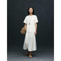 M&S Cotton Rich Sheer Panel T-Shirt Dress Ivory