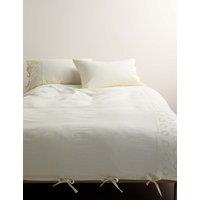 M&S Linen Rich Schiffli Embroidered Bedding Set Ecru