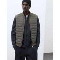 Autograph Cotton Rich Zip Up Quilted Gilet with Stormwear Khaki