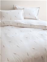 M&S Pure Cotton Embroidered Sprig Bedding Set White