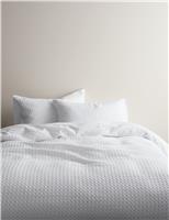 M&S Pure Cotton Large Waffle Bedding Set White