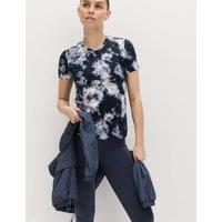 Goodmove Printed Scoop Neck Fitted T-Shirt Navy Mix