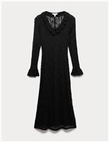 Jersey Floral Lace Midaxi Bodycon Dress