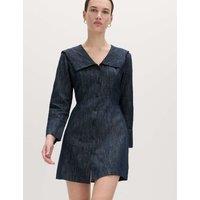 M&S Denim Sailor Collar Mini Dress with Linen Blue