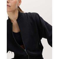 Goodmove Zip Up Relaxed Bomber Jacket Black