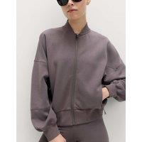 Goodmove Zip Up Relaxed Bomber Jacket Mid Grey