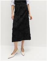 Textured Floral Jacquard Midi Column Skirt