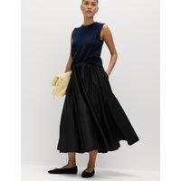 M&S Taffeta Midi Circle Skirt Black