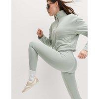 Goodmove Funnel Neck Half Zip Relaxed Cropped Fleece Soft Green
