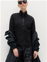 Funnel Neck Zip Up Fitted Fleece Jacket