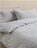 M&S Pure Cotton Woodblock Floral Jacquard Bedding Set Natural