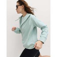 Goodmove Cotton Rich Zip Up Relaxed Hoodie Light Aqua