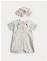 3 Piece Peter Rabbit Stripe Bibshort Outfit (0-3 Years)