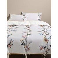 M&S Pure Cotton Trailing Blooms Bedding Set Light Grey Mix