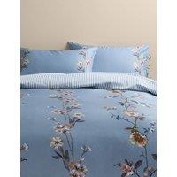 M&S Pure Cotton Trailing Blooms Bedding Set Blue Mix