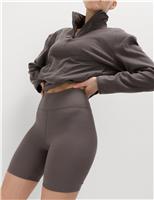 Goodmove Modal Rich Ribbed High Waisted Shorts Mid Grey