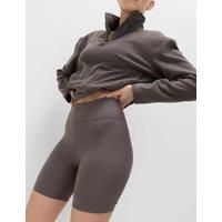 Goodmove Modal Rich Ribbed High Waisted Shorts Mid Grey