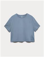 Goodmove Essential Round Neck Boxy T-Shirt Slate Blue