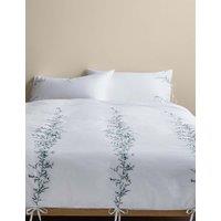 M&S Pure Cotton Embroidered Blossom Bedding Set White Mix