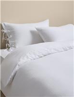 M&S Pure Cotton Muslin Dobby Bedding Set White