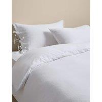 M&S Pure Cotton Muslin Dobby Bedding Set White