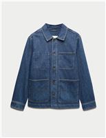 M&S Denim Chore Jacket Mid Blue