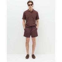 M&S Cotton Rich Notch Neck Boucle Polo Shirt Chestnut