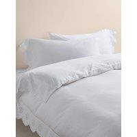 M&S Pure Cotton Broderie Scalloped Edge Bedding Set White