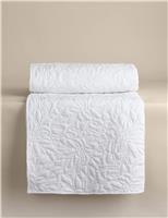 M&S Pure Cotton Floral Bedspread White