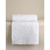 M&S Pure Cotton Floral Bedspread White